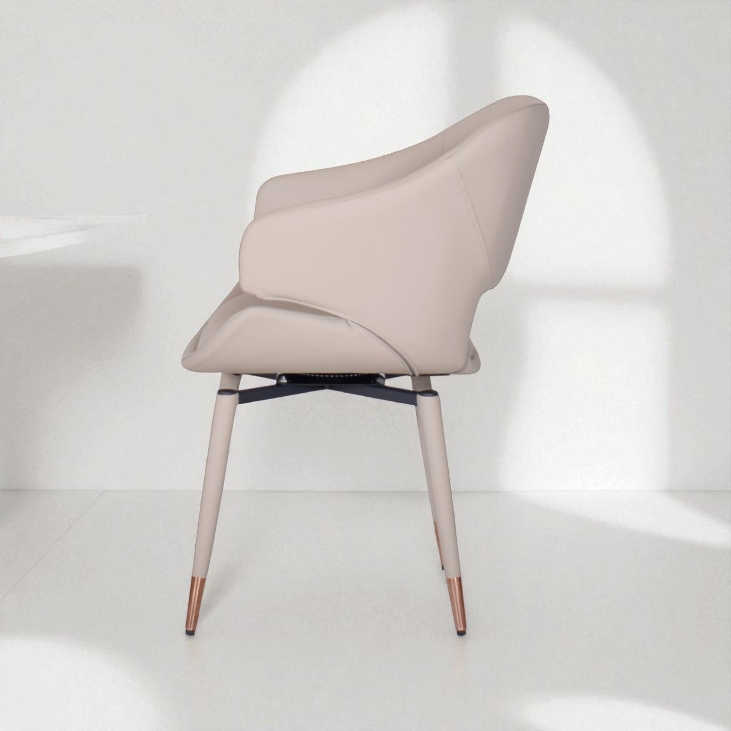 Modern beige chair with a white background