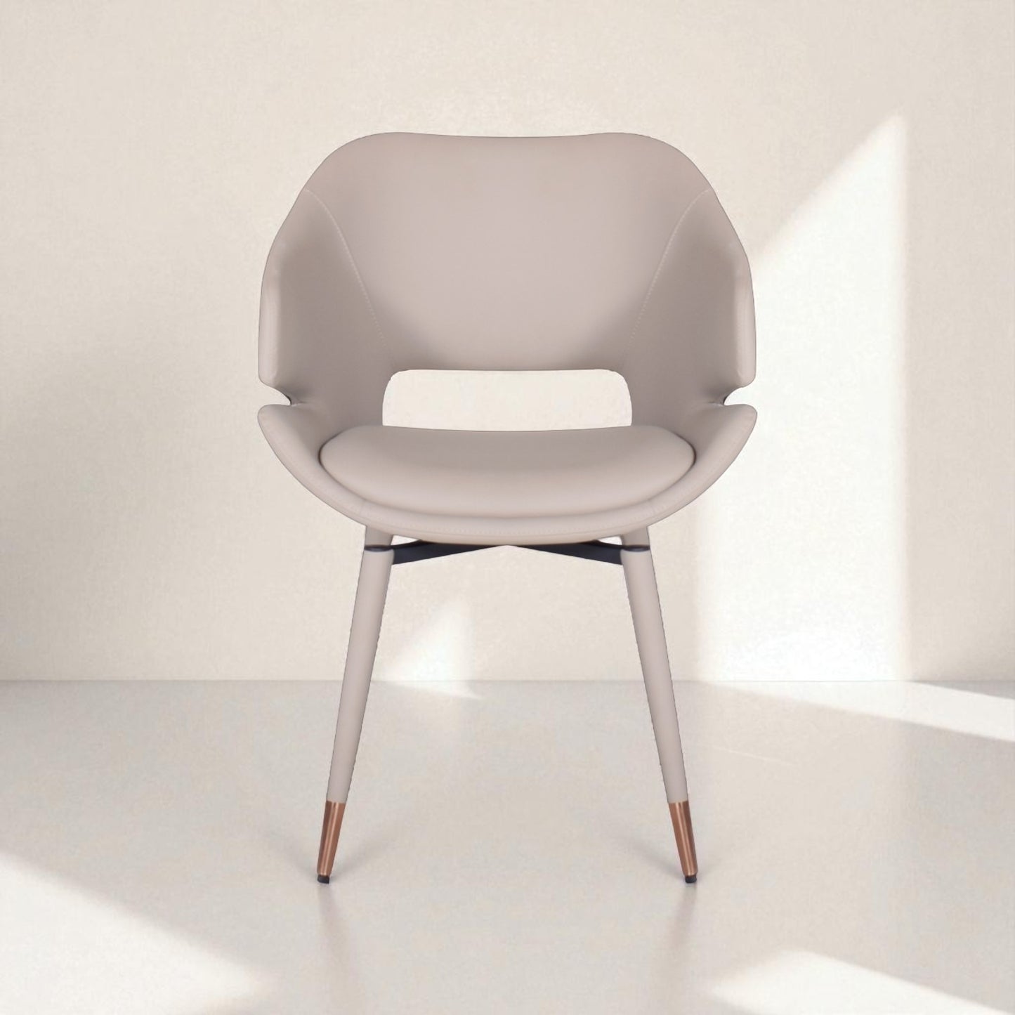 Modern chair with a beige seat and backrest on a white background