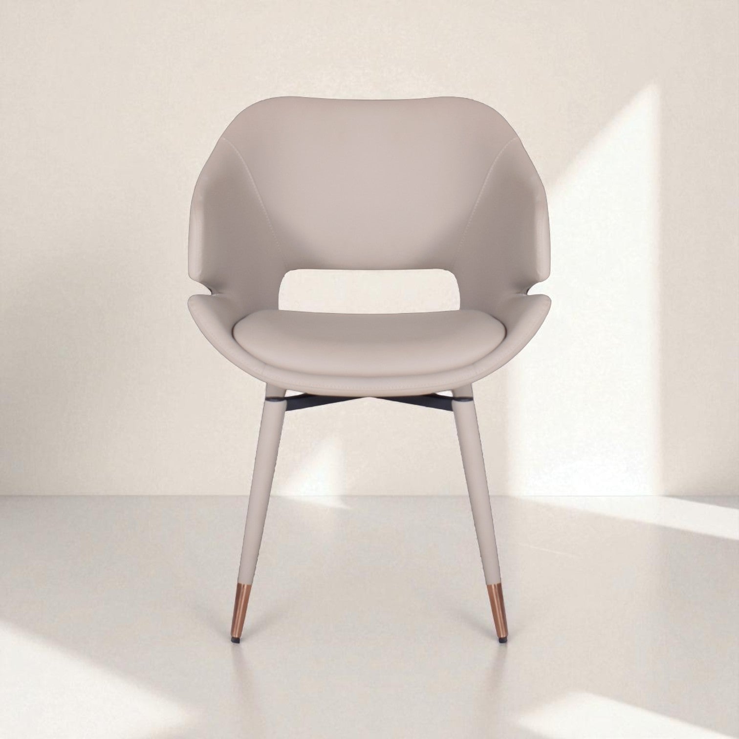 Modern chair with a beige seat and backrest on a white background
