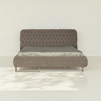 Gray upholstered sofa bed on a white background